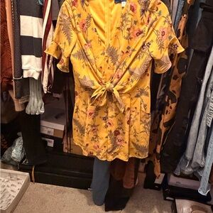 Floral Yellow Tie-Front Romper